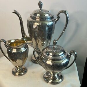 Wilcox 3 piece set, Cluny silver plate